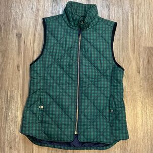 Kensie‎ Jeans Quilted Vest Plaid Puffer Sleeveless Jacket Coat Size Medium Green